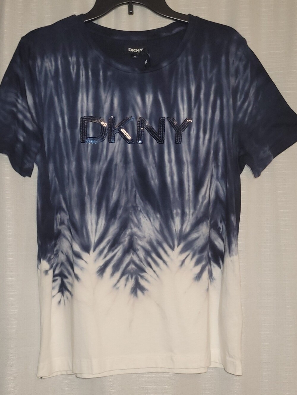 DKNY Navy & White Tie-Dye Logo Tee